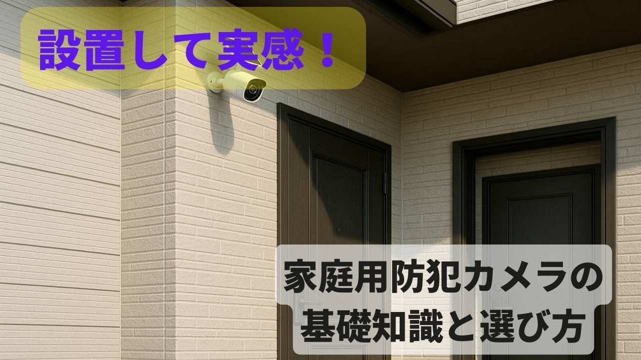 玄関先に設置された屋外型の家庭用防犯カメラ