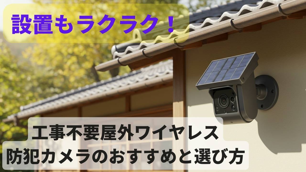 家の外壁に取り付けられたソーラーワイヤレス防犯カメラ