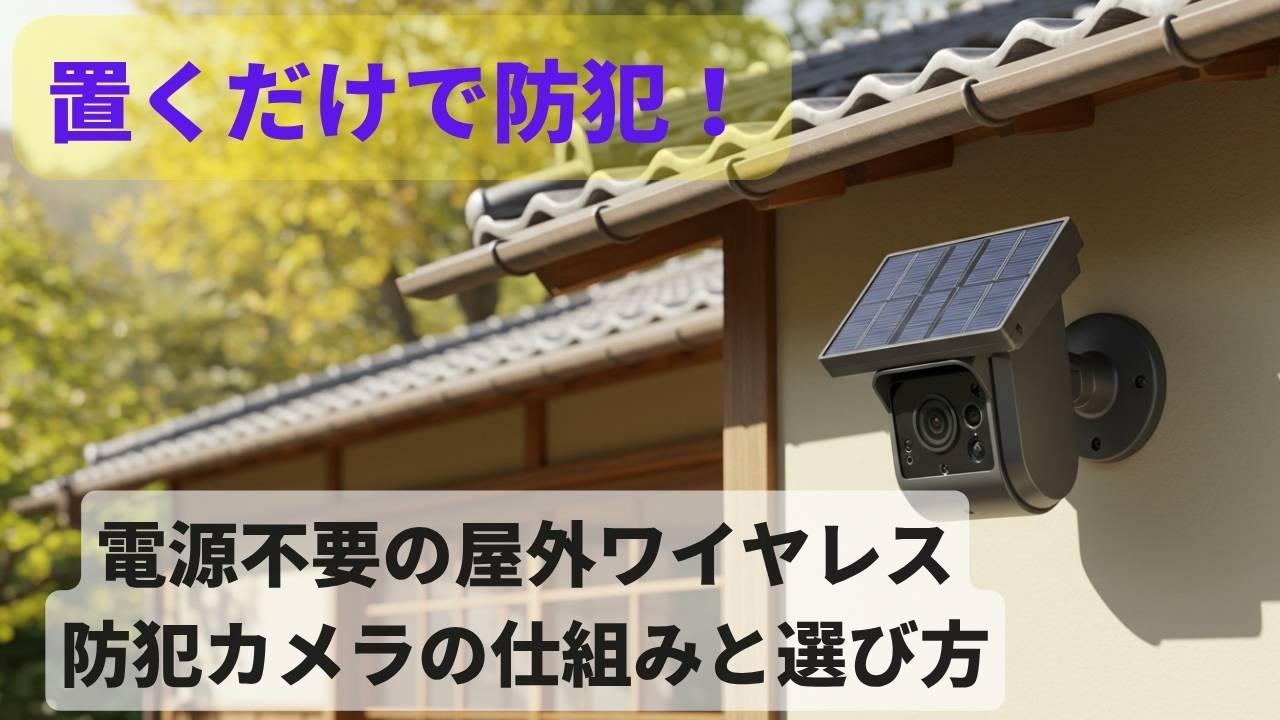 電源不要のワイヤレス防犯カメラが屋外に設置されている様子