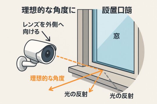 窓に対して理想的な防犯カメラの設置位置と角度図解