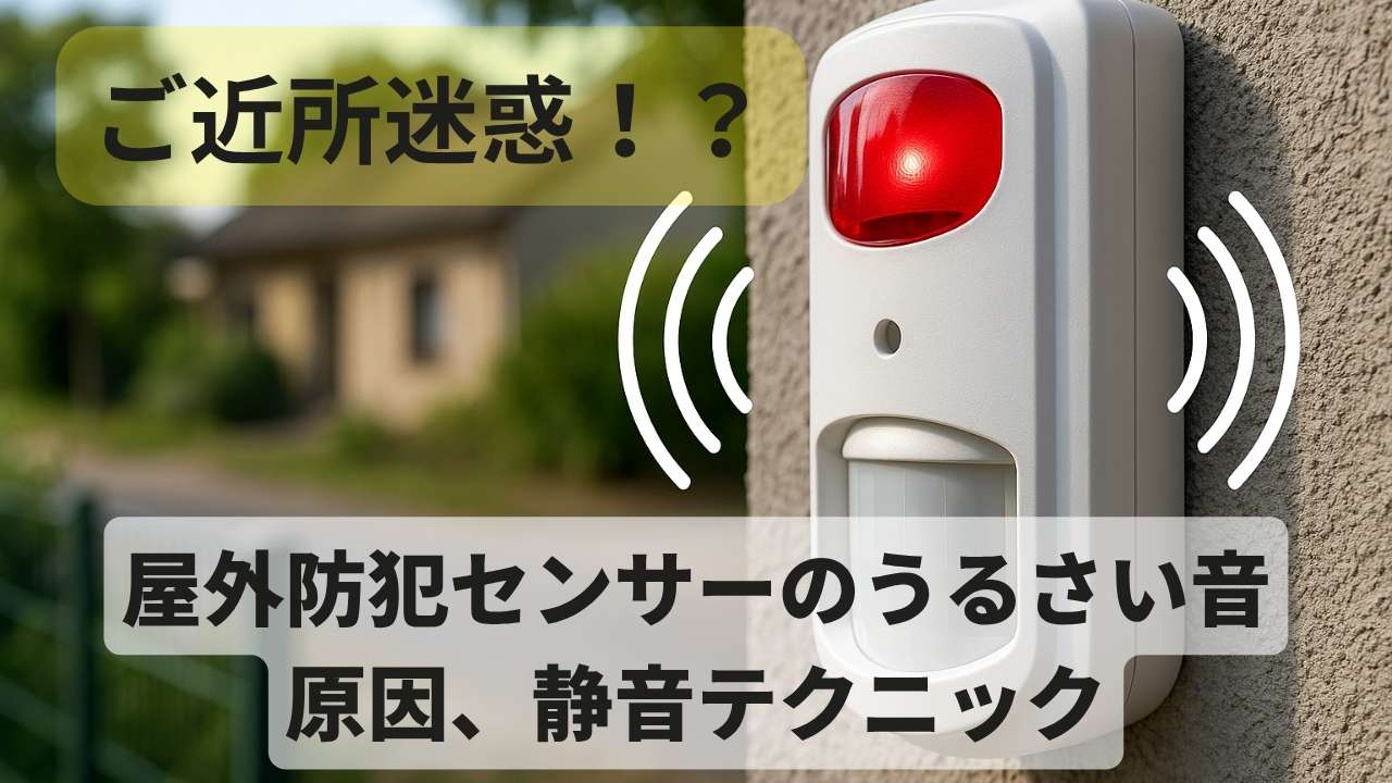 屋外に設置された防犯センサーが鳴っている様子