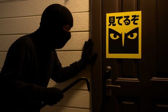 見てるぞポスターを使って防犯に成功した事例を示す画像