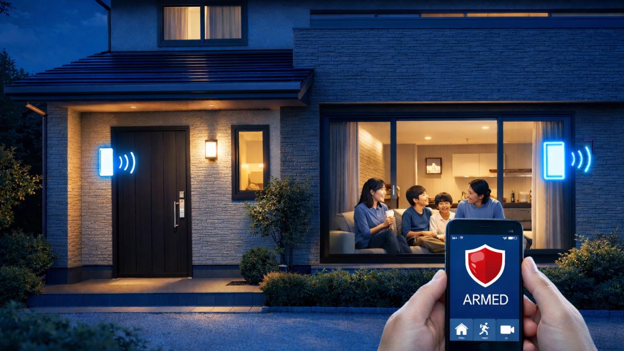 CSP,一戸建ての玄関と窓を見守るホームセキュリティのイメージ画像