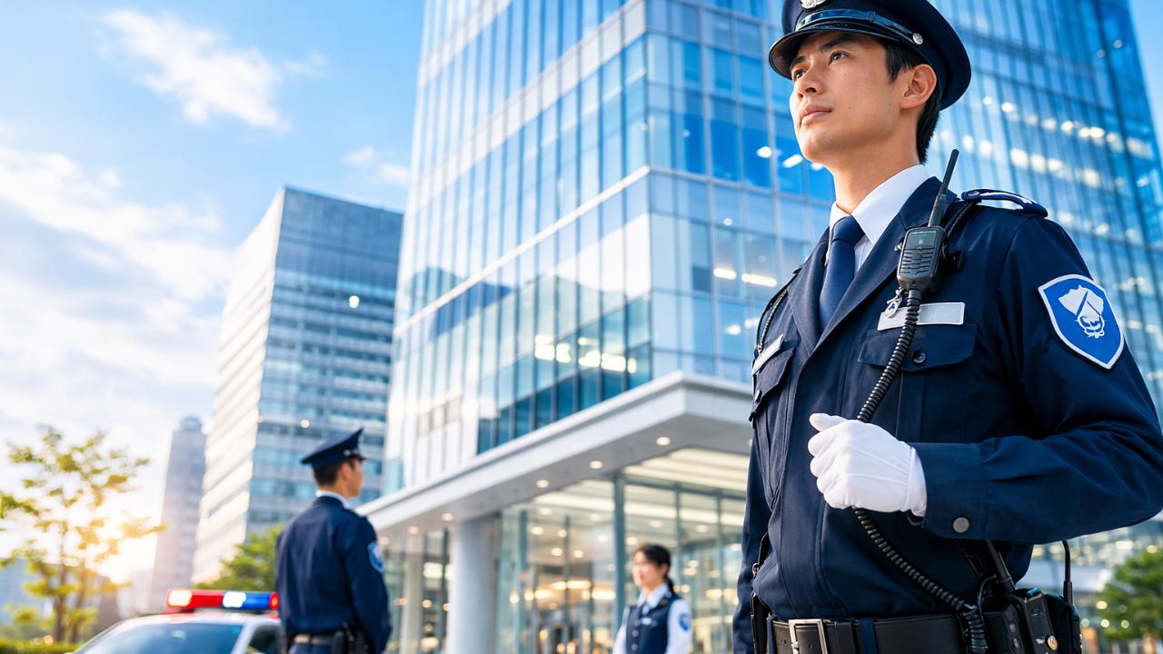 日本の警備会社をイメージした清潔感のあるビジネスビジュアル