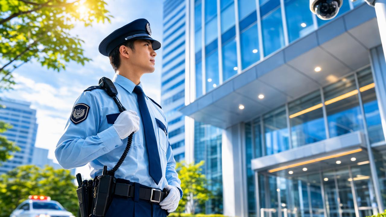 大規模施設で常駐警備を行うイメージ